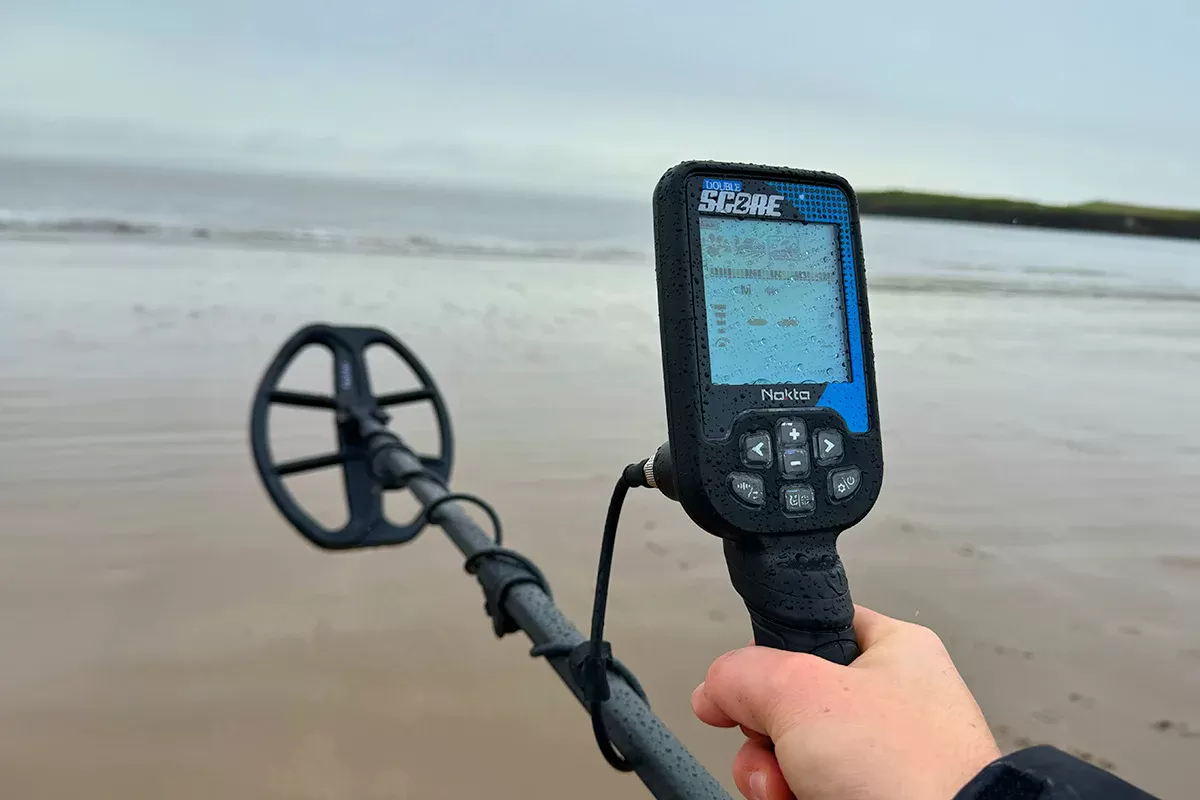 Nokta Double Score Metal Detector on the beach